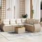 Preview: ARDEBO.de - 7-tlg. Garten-Sofagarnitur mit Kissen Beige Poly Rattan