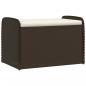 Preview: Sitzbank mit Stauraum & Kissen Braun 80x51x52 cm Poly Rattan