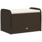 Preview: Sitzbank mit Stauraum & Kissen Braun 80x51x52 cm Poly Rattan