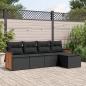 Preview: ARDEBO.de - 5-tlg. Garten-Sofagarnitur mit Kissen Schwarz Poly Rattan