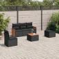 Preview: ARDEBO.de - 6-tlg. Garten-Sofagarnitur mit Kissen Schwarz Poly Rattan