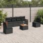 Preview: ARDEBO.de - 7-tlg. Garten-Sofagarnitur mit Kissen Schwarz Poly Rattan