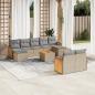 Preview: ARDEBO.de - 10-tlg. Garten-Sofagarnitur mit Kissen Beige Poly Rattan