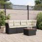 Preview: ARDEBO.de - 5-tlg. Garten-Sofagarnitur mit Kissen Schwarz Poly Rattan