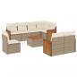 Preview: 9-tlg. Garten-Sofagarnitur mit Kissen Beige Poly Rattan