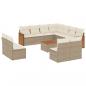 Preview: 12-tlg. Garten-Sofagarnitur mit Kissen Beige Poly Rattan