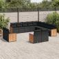 Preview: ARDEBO.de - 13-tlg. Garten-Sofagarnitur mit Kissen Schwarz Poly Rattan