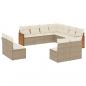 Preview: 11-tlg. Garten-Sofagarnitur mit Kissen Beige Poly Rattan