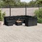 Preview: ARDEBO.de - 11-tlg. Garten-Sofagarnitur mit Kissen Schwarz Poly Rattan