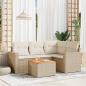 Preview: ARDEBO.de - 5-tlg. Garten-Sofagarnitur mit Kissen Beige Poly Rattan