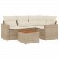 Preview: 5-tlg. Garten-Sofagarnitur mit Kissen Beige Poly Rattan