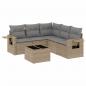 Preview: 6-tlg. Garten-Sofagarnitur mit Kissen Beige Poly Rattan