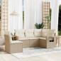 Preview: ARDEBO.de - 5-tlg. Garten-Sofagarnitur mit Kissen Beige Poly Rattan