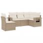 Preview: 5-tlg. Garten-Sofagarnitur mit Kissen Beige Poly Rattan