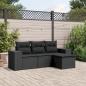 Preview: ARDEBO.de - 4-tlg. Garten-Sofagarnitur mit Kissen Schwarz Poly Rattan