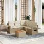 Preview: ARDEBO.de - 6-tlg. Garten-Sofagarnitur mit Kissen Beige Poly Rattan