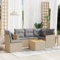 Preview: ARDEBO.de - 6-tlg. Garten-Sofagarnitur mit Kissen Beige Poly Rattan