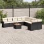 Preview: ARDEBO.de - 11-tlg. Garten-Sofagarnitur mit Kissen Schwarz Poly Rattan