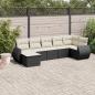 Preview: ARDEBO.de - 7-tlg. Garten-Sofagarnitur mit Kissen Schwarz Poly Rattan