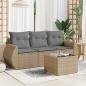 Preview: ARDEBO.de - 4-tlg. Garten-Sofagarnitur mit Kissen Beige Poly Rattan