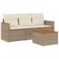 Preview: 4-tlg. Garten-Sofagarnitur mit Kissen Beige Poly Rattan