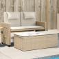 Preview: ARDEBO.de - Gartenbank Verstellbar mit Kissen Beige Poly Rattan