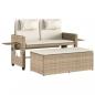 Preview: Gartenbank Verstellbar mit Kissen Beige Poly Rattan