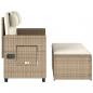 Preview: Gartenbank Verstellbar mit Kissen Beige Poly Rattan