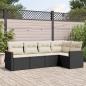 Preview: ARDEBO.de - 5-tlg. Garten-Sofagarnitur mit Kissen Schwarz Poly Rattan