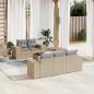 Preview: ARDEBO.de - 6-tlg. Garten-Sofagarnitur mit Kissen Beige Poly Rattan