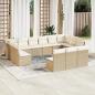 Preview: ARDEBO.de - 13-tlg. Garten-Sofagarnitur mit Kissen Beige Poly Rattan