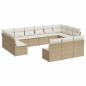 Preview: 13-tlg. Garten-Sofagarnitur mit Kissen Beige Poly Rattan