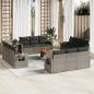 Preview: ARDEBO.de - 13-tlg. Garten-Sofagarnitur mit Kissen Grau Poly Rattan