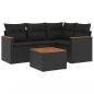 Preview: 5-tlg. Garten-Sofagarnitur mit Kissen Schwarz Poly Rattan