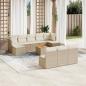 Preview: ARDEBO.de - 11-tlg. Garten-Sofagarnitur mit Kissen Beige Poly Rattan