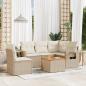 Preview: ARDEBO.de - 6-tlg. Garten-Sofagarnitur mit Kissen Beige Poly Rattan