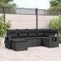 Preview: ARDEBO.de - 6-tlg. Garten-Sofagarnitur mit Kissen Schwarz Poly Rattan