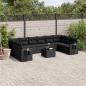 Preview: ARDEBO.de - 11-tlg. Garten-Sofagarnitur mit Kissen Schwarz Poly Rattan