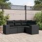 Preview: ARDEBO.de - 4-tlg. Garten-Sofagarnitur mit Kissen Schwarz Poly Rattan