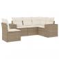 Preview: 5-tlg. Garten-Sofagarnitur mit Kissen Beige Poly Rattan