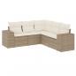 Preview: 5-tlg. Garten-Sofagarnitur mit Kissen Beige Poly Rattan