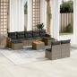 Preview: ARDEBO.de - 10-tlg. Garten-Sofagarnitur mit Kissen Grau Poly Rattan