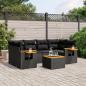 Preview: ARDEBO.de - 7-tlg. Garten-Sofagarnitur mit Kissen Schwarz Poly Rattan