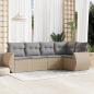 Preview: ARDEBO.de - 5-tlg. Garten-Sofagarnitur mit Kissen Beige Poly Rattan