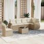 Preview: ARDEBO.de - 7-tlg. Garten-Sofagarnitur mit Kissen Beige Poly Rattan