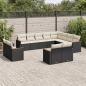 Preview: ARDEBO.de - 12-tlg. Garten-Sofagarnitur mit Kissen Schwarz Poly Rattan