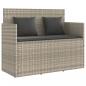 Preview: ARDEBO.de - Gartenbank mit Kissen Hellgrau Poly Rattan