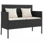 Preview: ARDEBO.de - Gartenbank mit Kissen Schwarz Poly Rattan