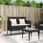 Preview: Gartenbank mit Kissen Schwarz Poly Rattan