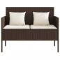 Preview: Gartenbank mit Kissen Braun Poly Rattan